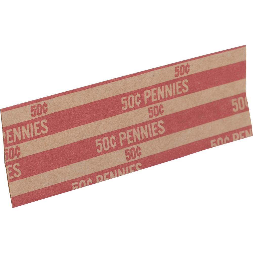 Sparco Products TCW01 Coin Wrapper, 60 lb., Pennies, .50, 1000/BX, Red SPRTCW01