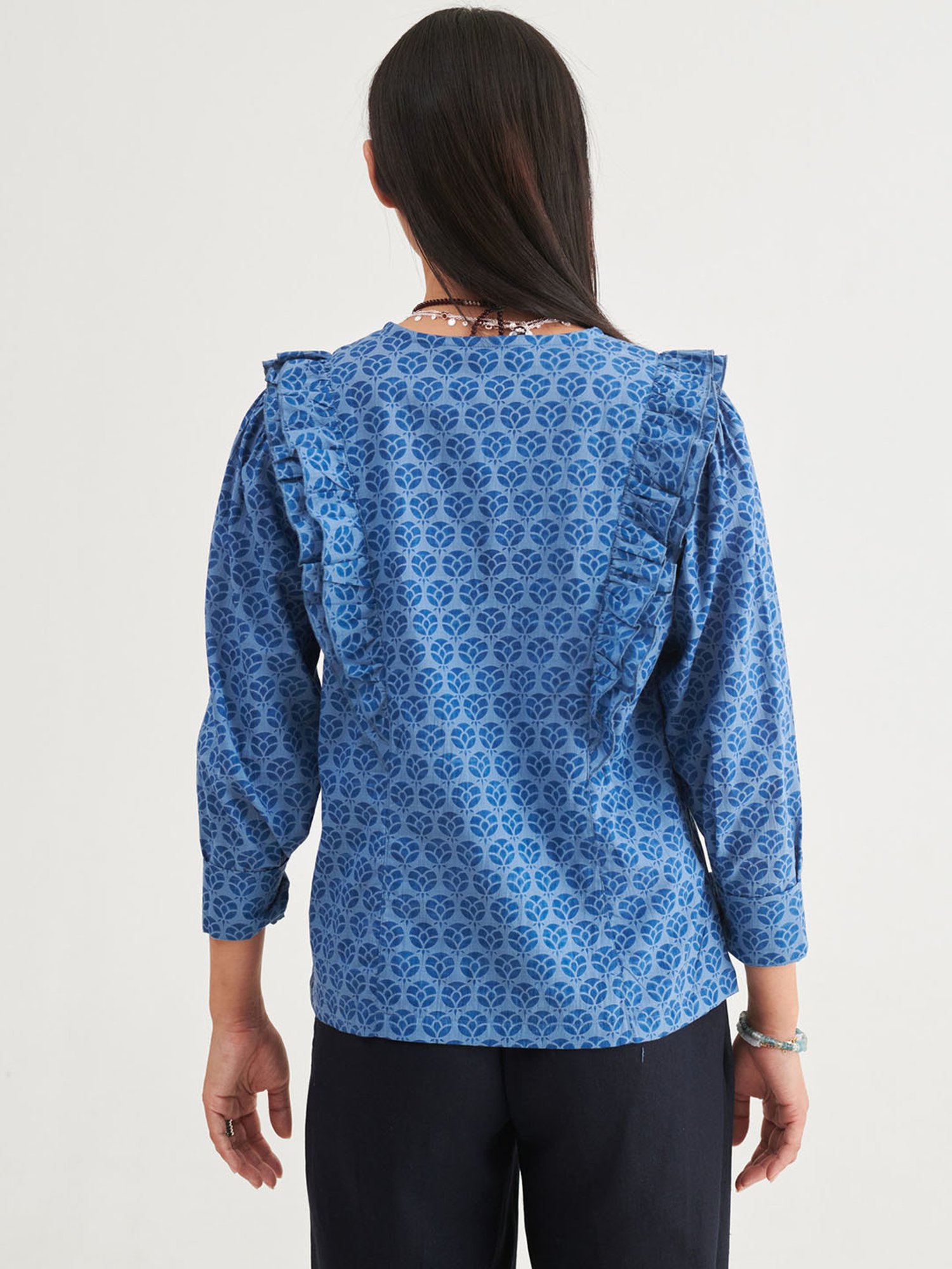 Prakriti Jaipur Indigo Frill Shirt