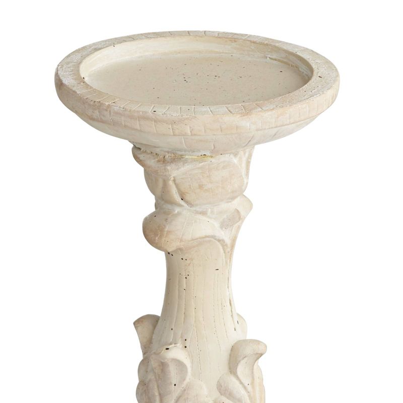Kensington Hill Whitewashed Carved Pillar Candle Holders Set of 3