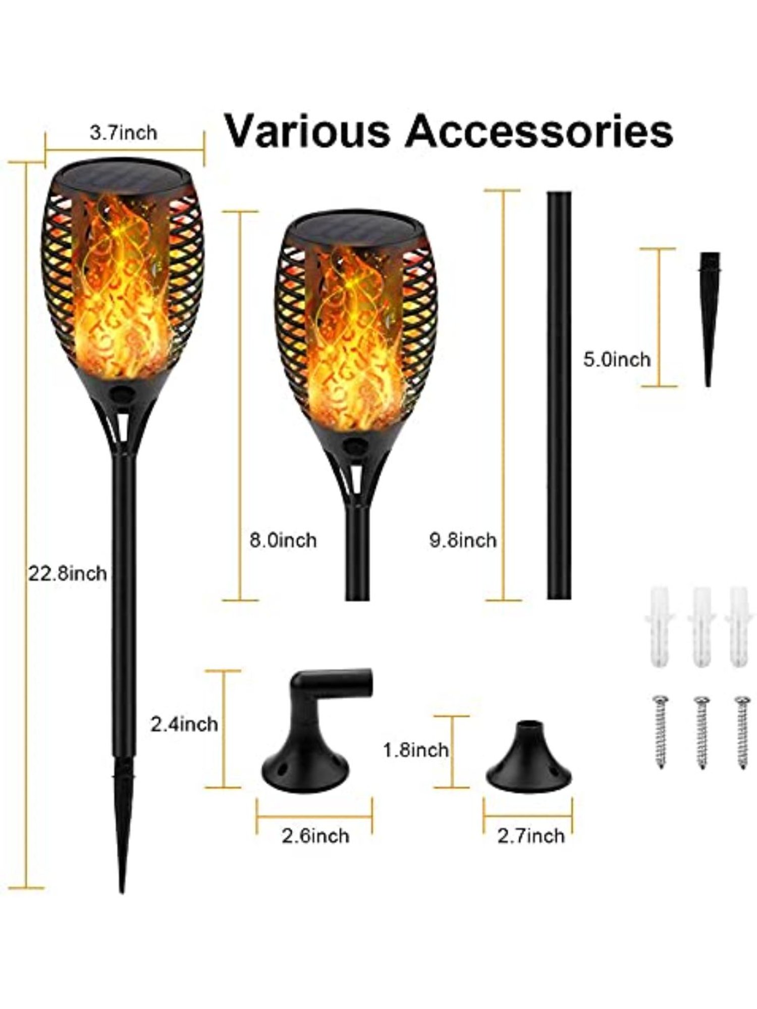 XERGY Solar Lights Dancing Fire Decoration Lighting(Pack of 4) (Black)