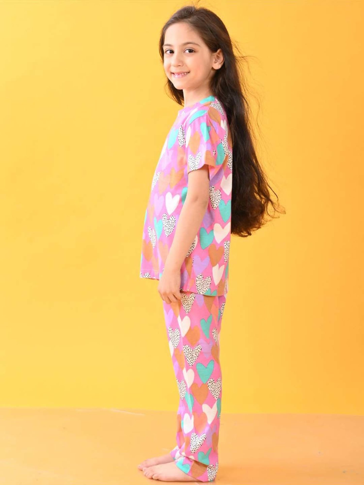 Anthrilo Kids Purple Cotton Printed T-Shirt & Short