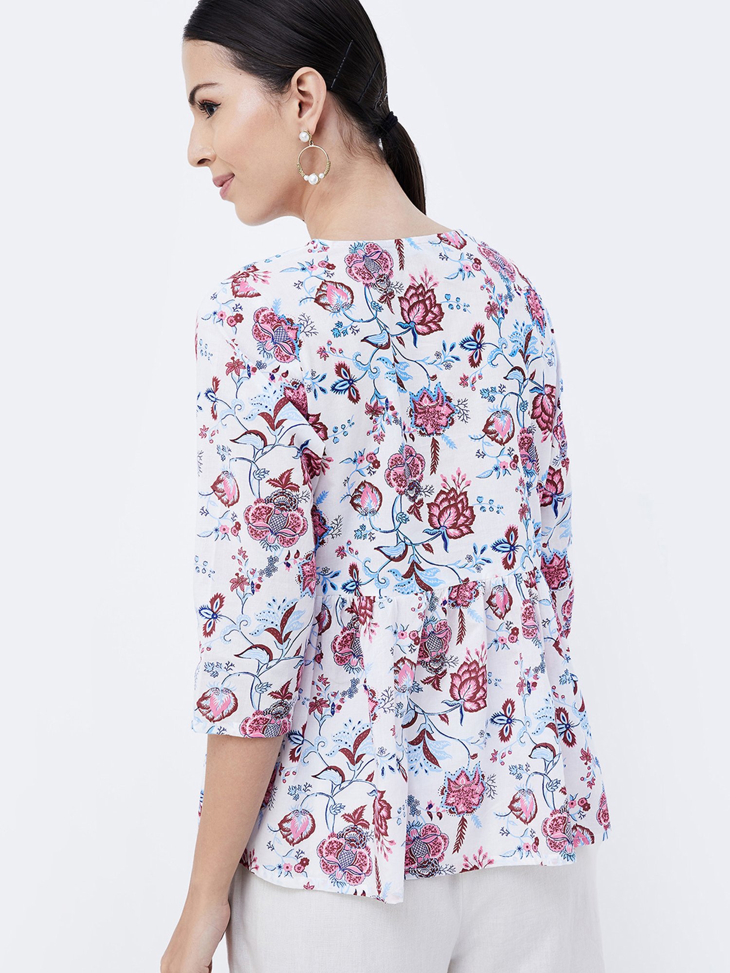 Melange by Lifestyle Off White Floral Print Tunic