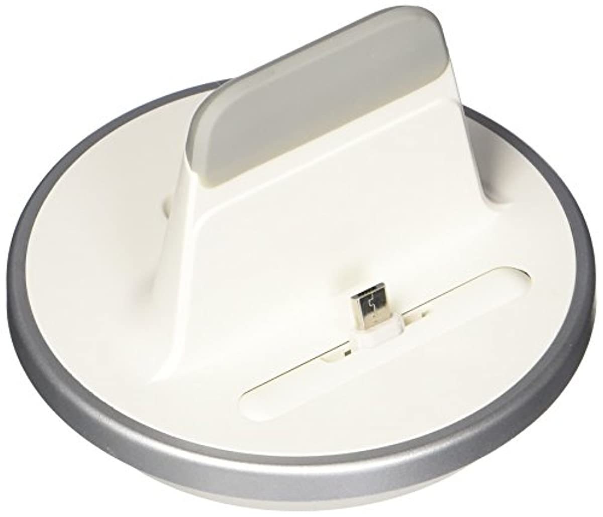 RND Dock for Samsung Galaxy Note 2, Note 4, Note 5, and Note Edge (Works with Rugged, Dual Layer, Slim Cases, and no Cases)(White with Silver Trim)