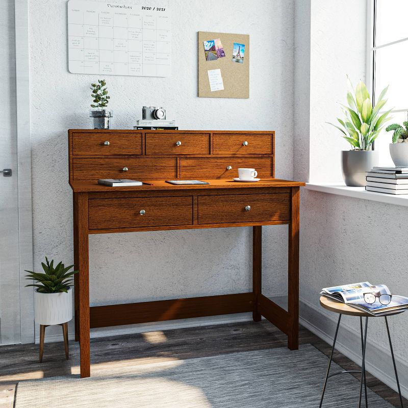 Elegant Desk with Storage Oak - Techni Mobili