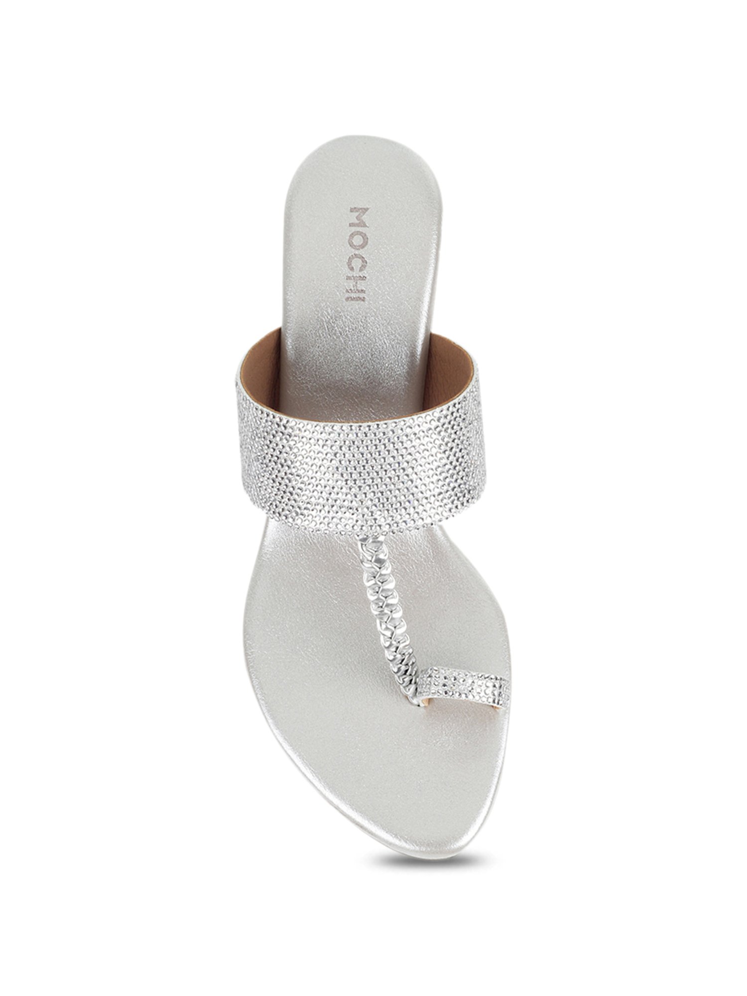 Mochi Women's Silver Toe Ring Wedges