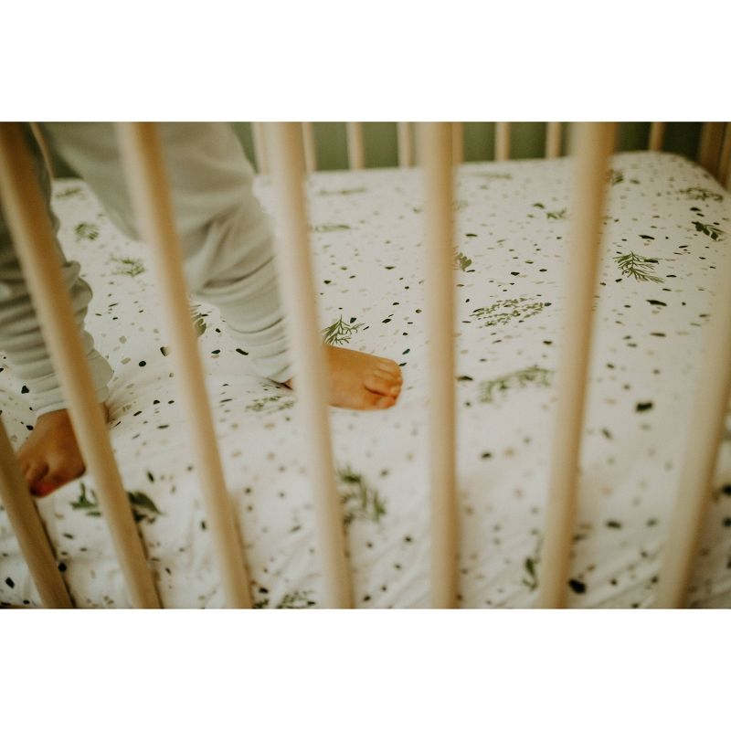 Goumi Baby Organic Botanical Garden Fitted Sheet Set - Moss - 2pc