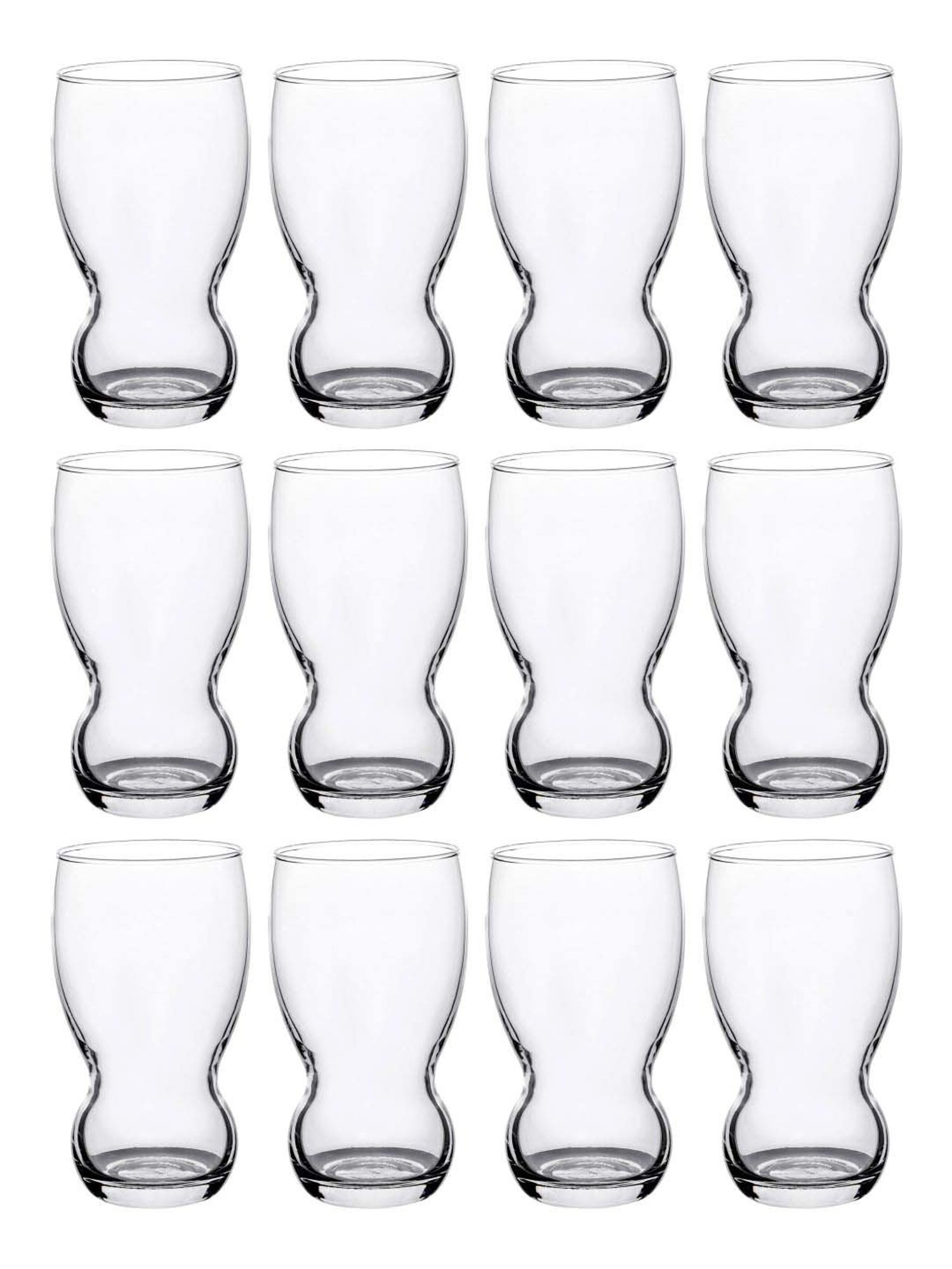 ROXX Fountain Transparent Glass Tumbler (0.365 L) - Set of 12