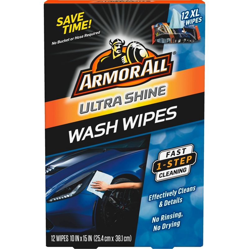 Armor All 12ct Ultra Shine Wash Wipes Automotive Wash