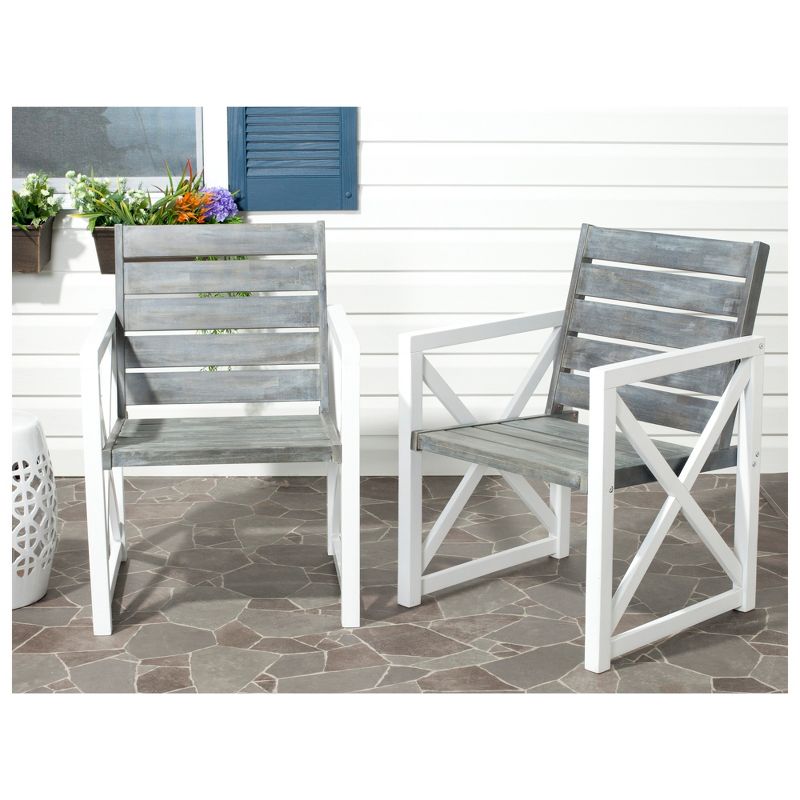 Irina Armchair - 2pk White Frame With Ash Gray Seat  - Safavieh