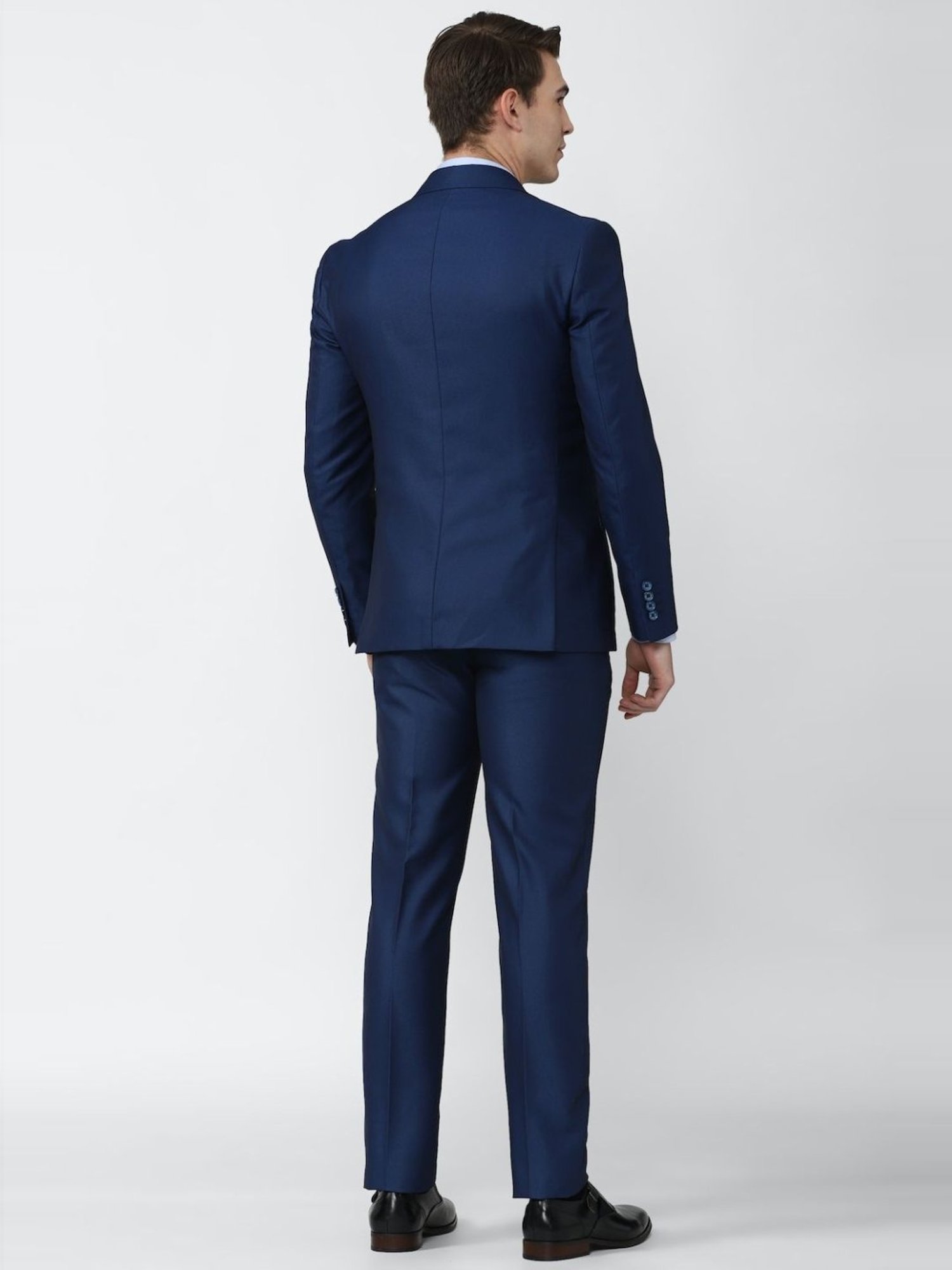 Peter England Elite Navy Slim Fit Three Piece Suits