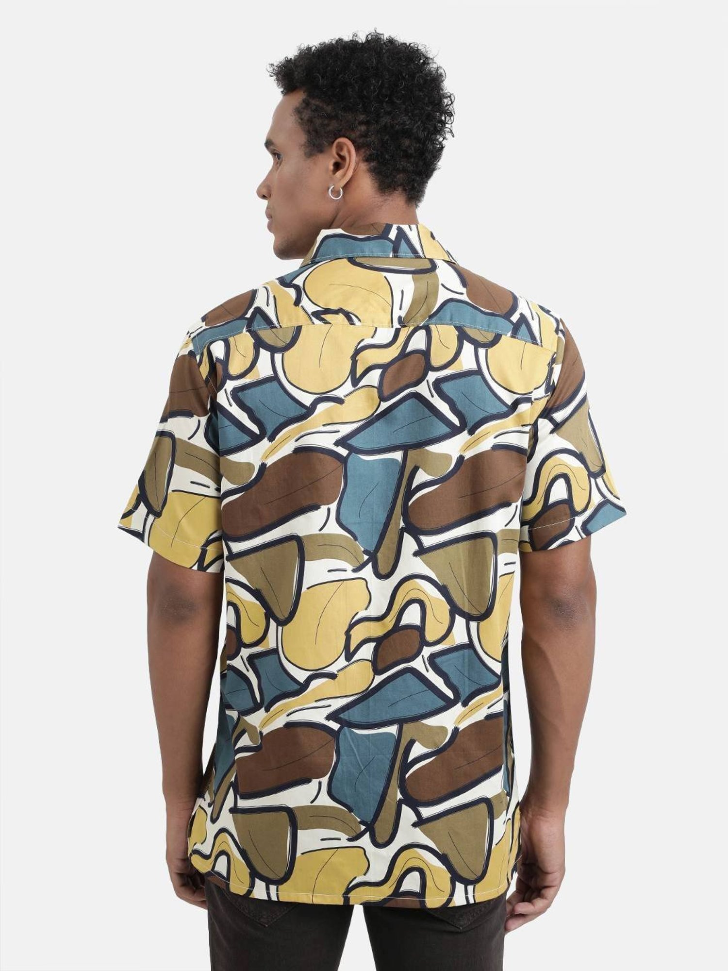 Bene Kleed Mustard Cotton Regular Fit Printed Shirt