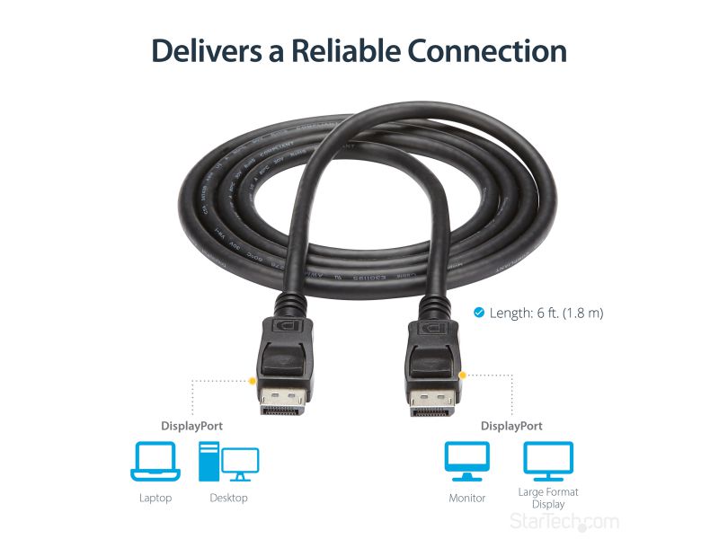 DisplayPort Cable with Latches MM DP to DP 1080p 50ft P580050