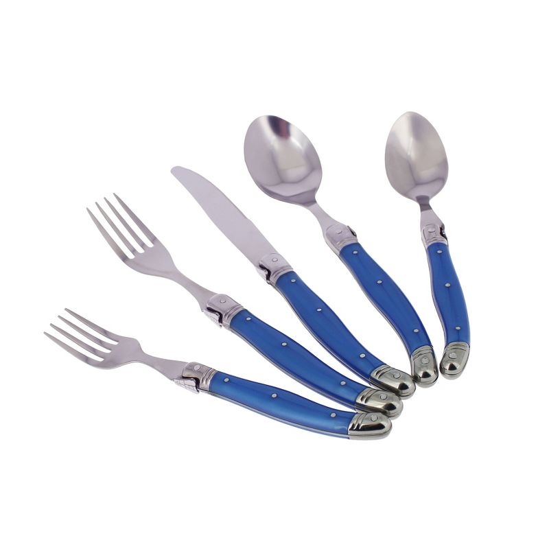 20pc Stainless Steel Laguiole Flatware Set Blue - French Home