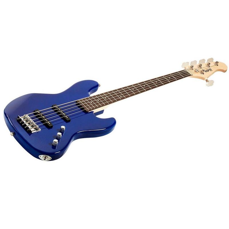 Monoprice Indio Jamm 5-String Electric Bass - Blue, With Gig Bag