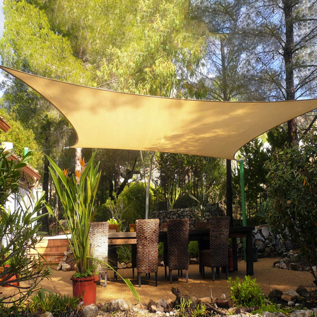 3x3x3m Triangle Sun Shade Sail Polyester Canopy Waterproof UV Block for Garden Swimming Pool (Grey)