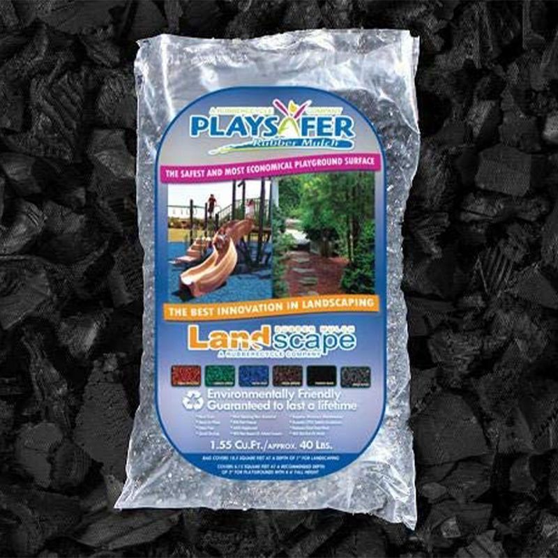Playsafer 40 Pound Bag of Outdoor Eco Friendly Rubber Playground Mulch Chip Flooring for Swing Sets, Play Areas Covers 1.55 Cubic Feet, Painted Black