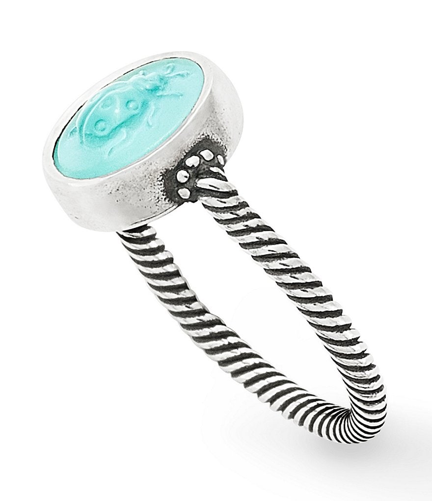 James Avery Sculpted Ladybug Teal Triplet Ring