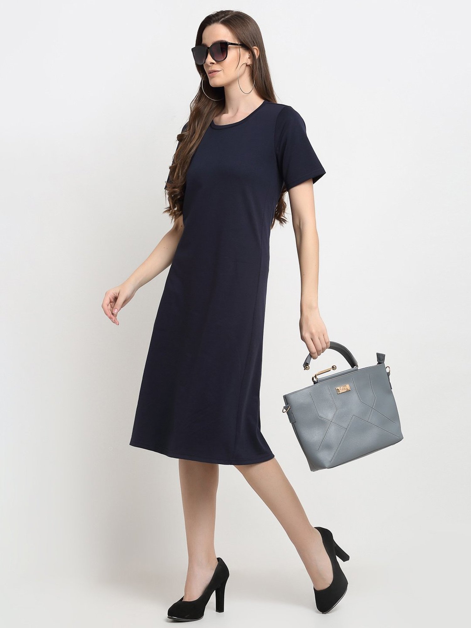BRINNS Navy Midi A Line Dress