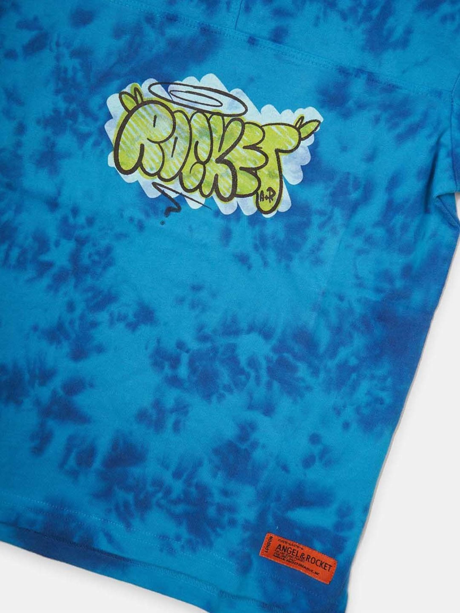 Angel & Rocket Kids Blue Cotton Printed T-Shirt