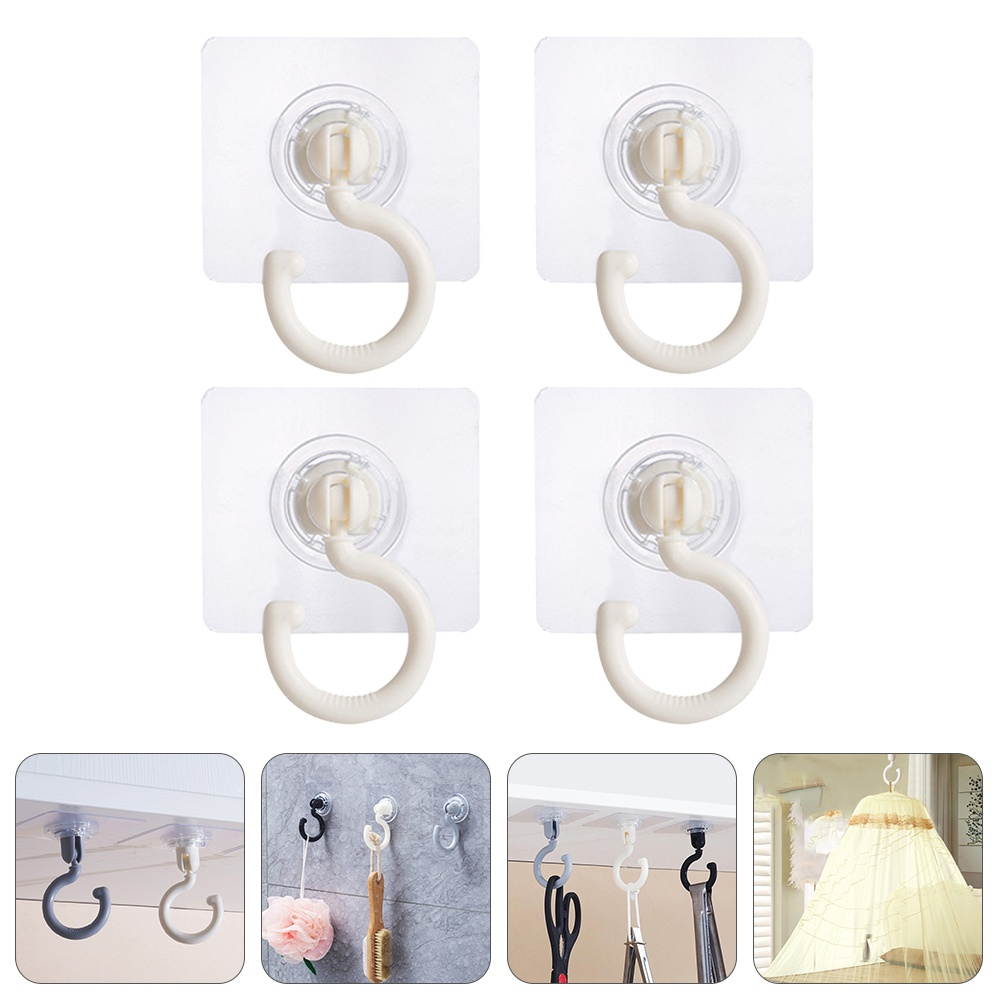 4pcs Rotatable Wall Hanger Towel Hooks Holder for Hanging Clothes for Kitchen Home