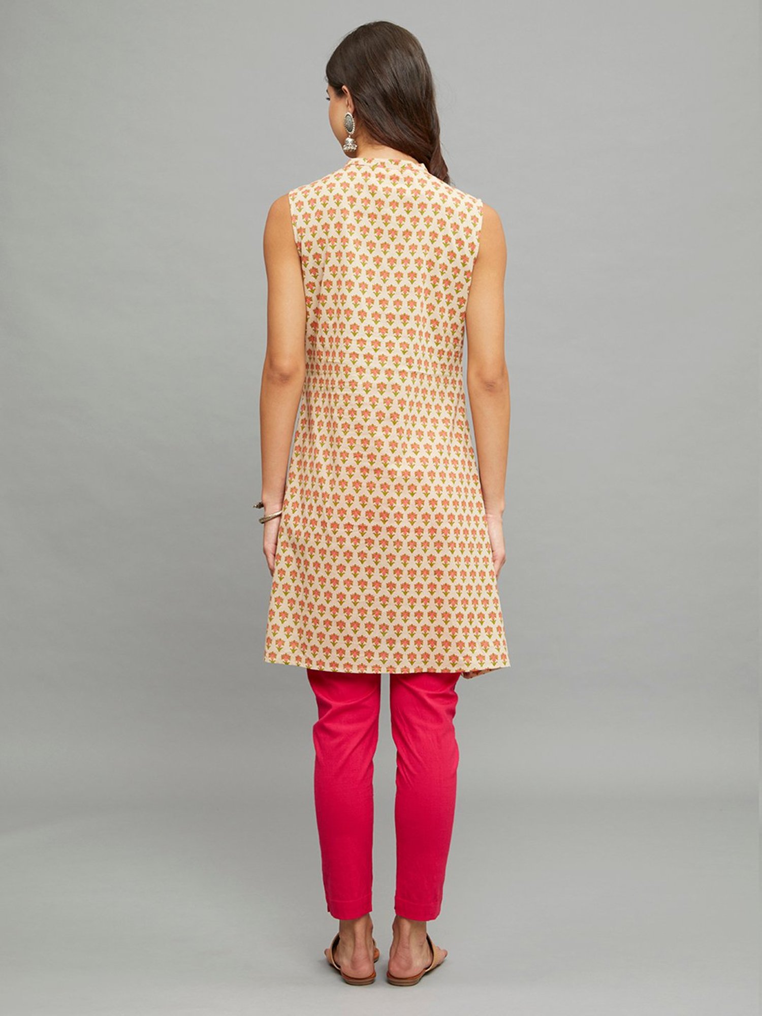 paislei Beige Printed Straight Kurta