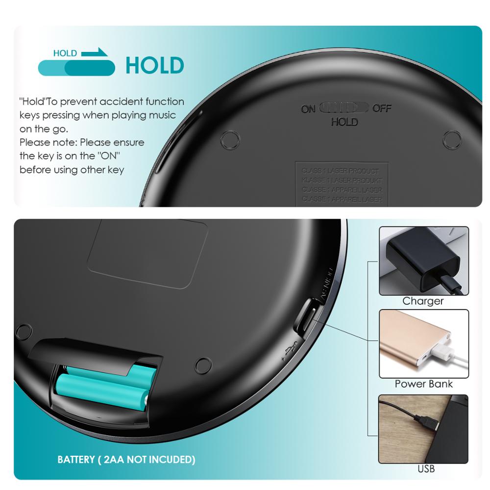 Portable CD Player HOTT Walkman CD Player LCD Display Anti-Skip Protection Shockproof Function Only Support 5 Formats CD CD-R CD-RW MP3 CD-DA WMA Audio Files Silver