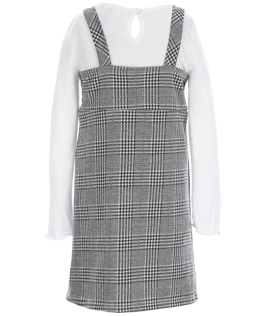 Rare Editions Little Girls 2T-6X Long Sleeve Knit Top & Plaid Jumper 2-Piece Set