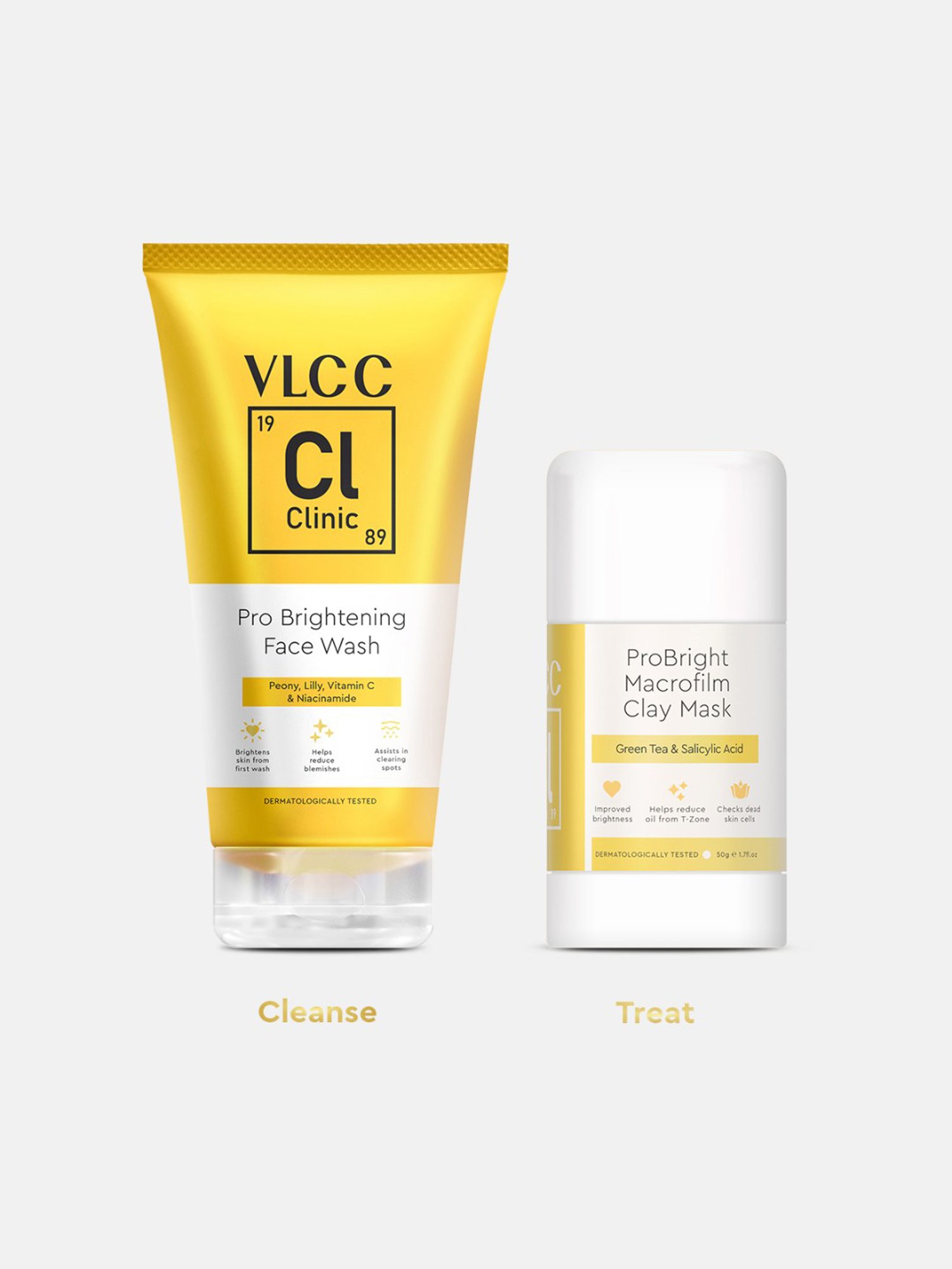 VLCC Clinic ProBright Macrofilm Clay Mask & Pro Brightening Face Wash Combo