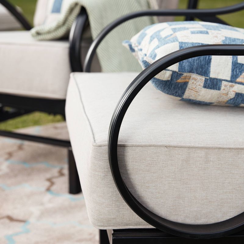 4pc Steel Patio Seating Set with Fire Pit Cream - Lokatse