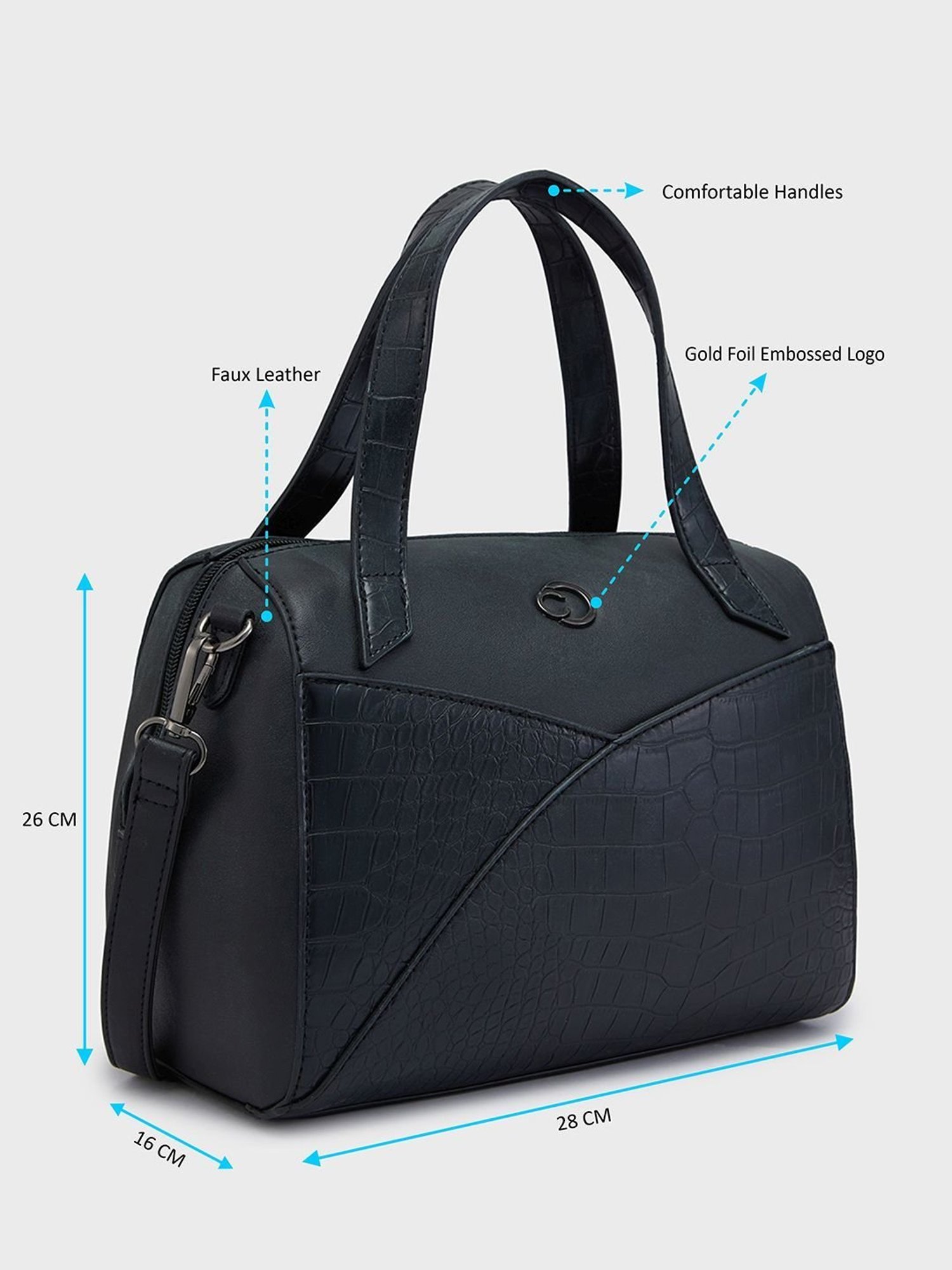 Caprese Cabo Black Faux Leather Textured Handbag