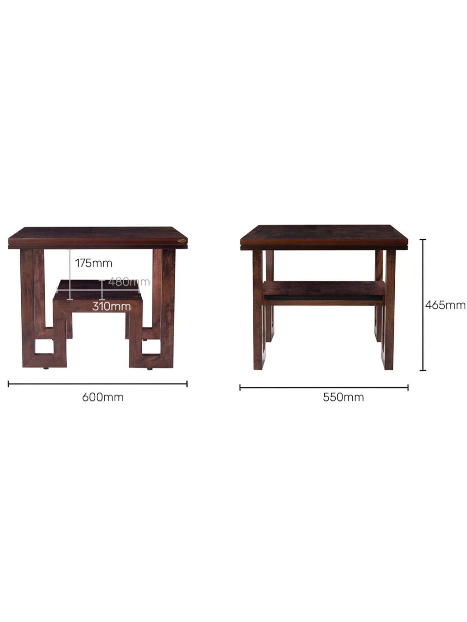 Durian Carlos Walnut Brown Veneer & Solid Wood Side & End Table in Walnut Finish