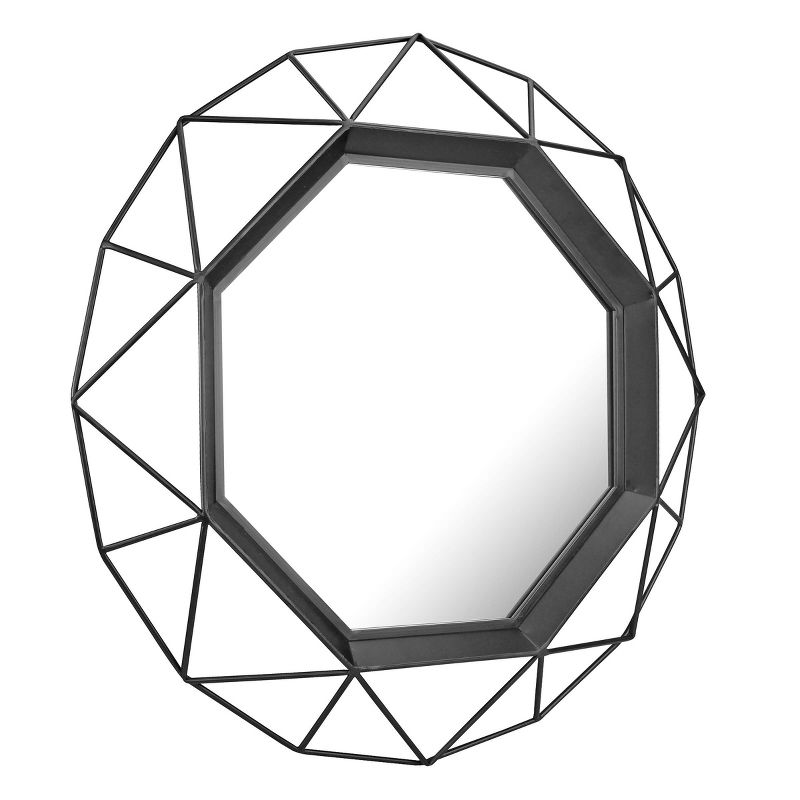 28.3" x 28.3" Metal Octagon Decorative Wall Mirror Black - Stonebriar Collection