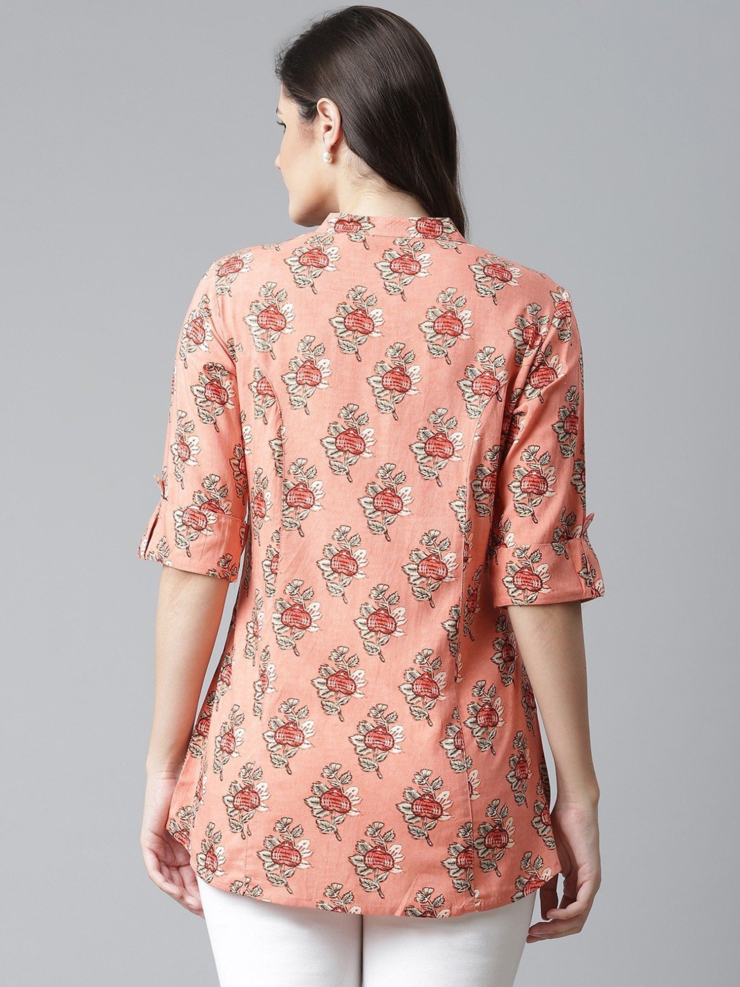 Divena Cotton Peach Floral Top