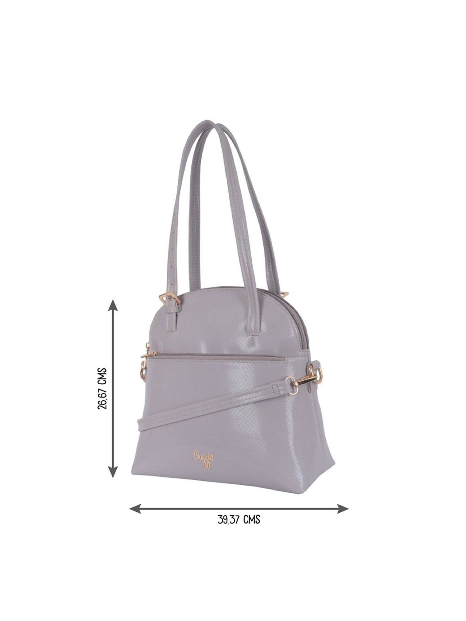 Baggit Geelong Seal Purple PU Textured Bowler Shoulder Handbag