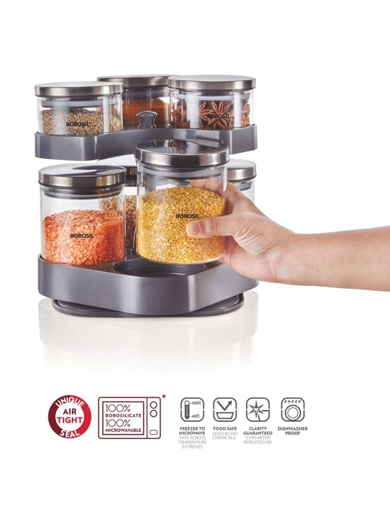 Borosil Transparent Glass Jar & Container (600ml)