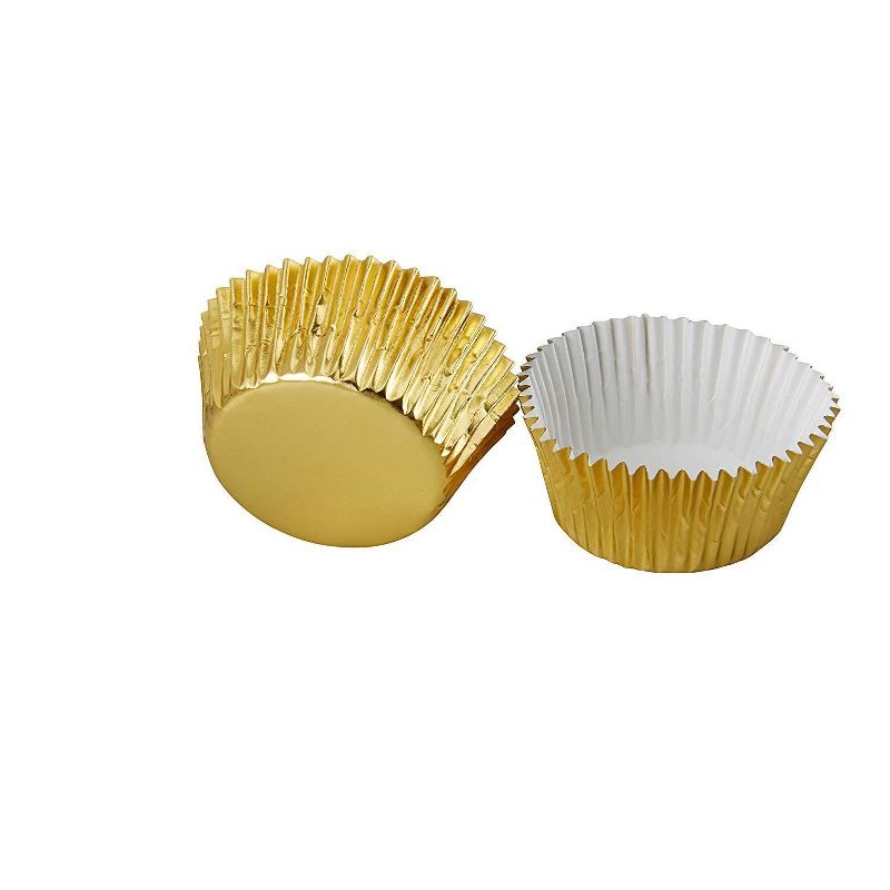 Juvale 400 Pack Gold Cupcake Liners, Muffin Wrappers Foil Baking Cups (2 x 1 In)