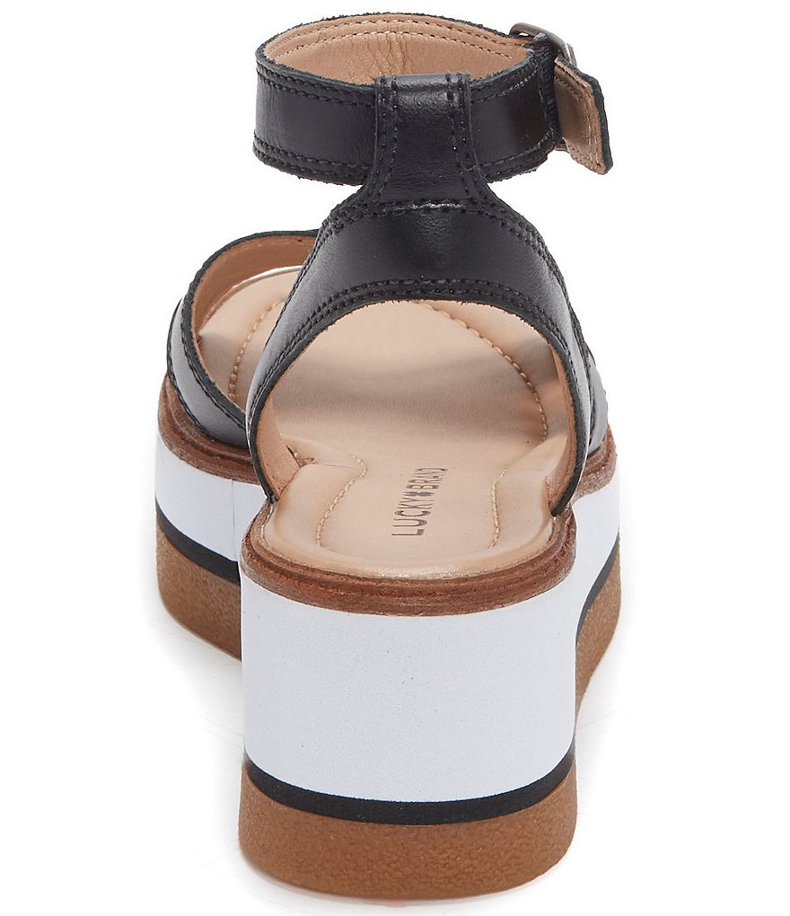 Lucky Brand Tarhi Leather Ankle Strap Wedge Sandals