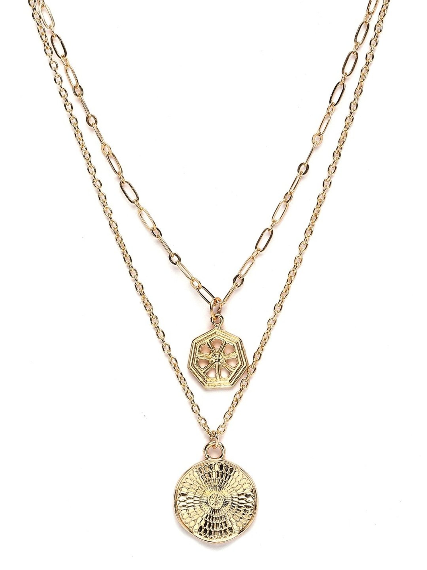 Karatcart Golden Multicharm Multilayered Chain Women