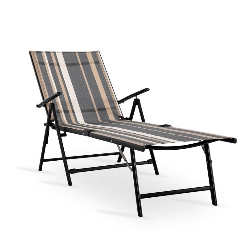 Textilene Single Patio Chaise Striped - NUU GARDEN