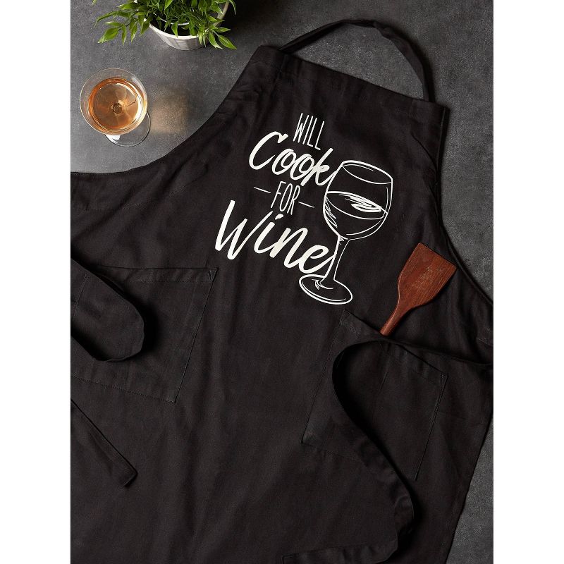 Cotton Cook For Wine Chefs Apron Black/White - Design Imports