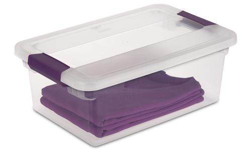 Sterilite 15 Quart ClearView Latch Storage Container With Sweet Plum Handles 17