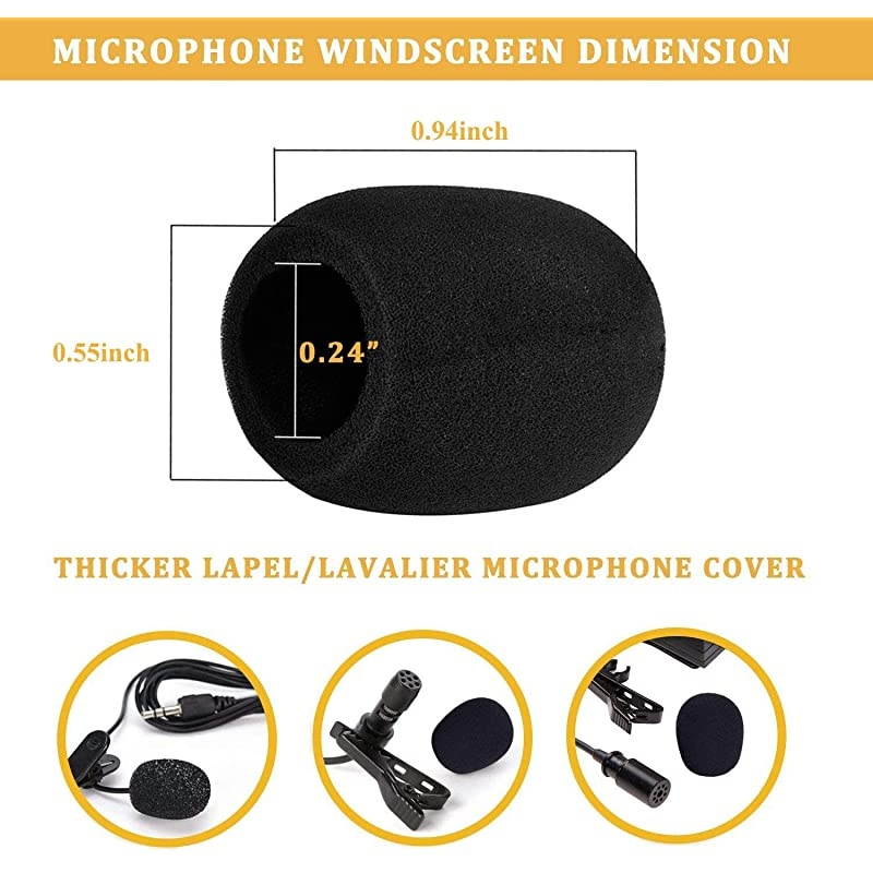 Pack Lavalier lapel Microphone Windscreen, Professional Mini Mic Soft Foam Cover