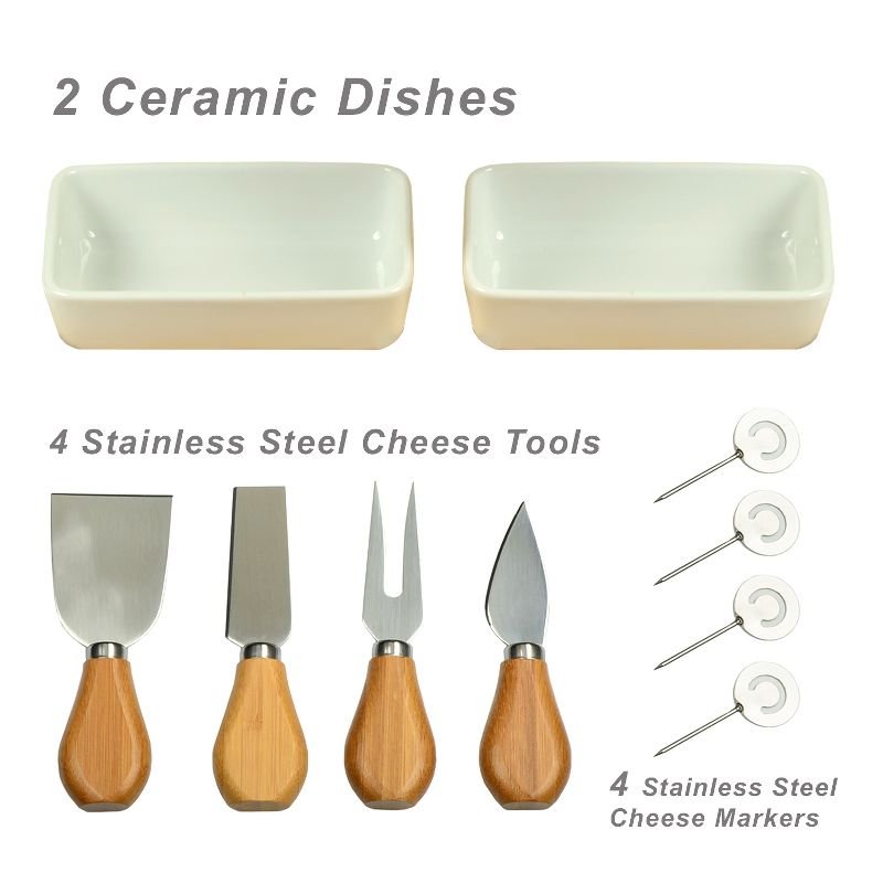 Picnic at Ascot Large Bamboo Cheese Board/Charcuterie Platter with Tools, Bowls, & Markers