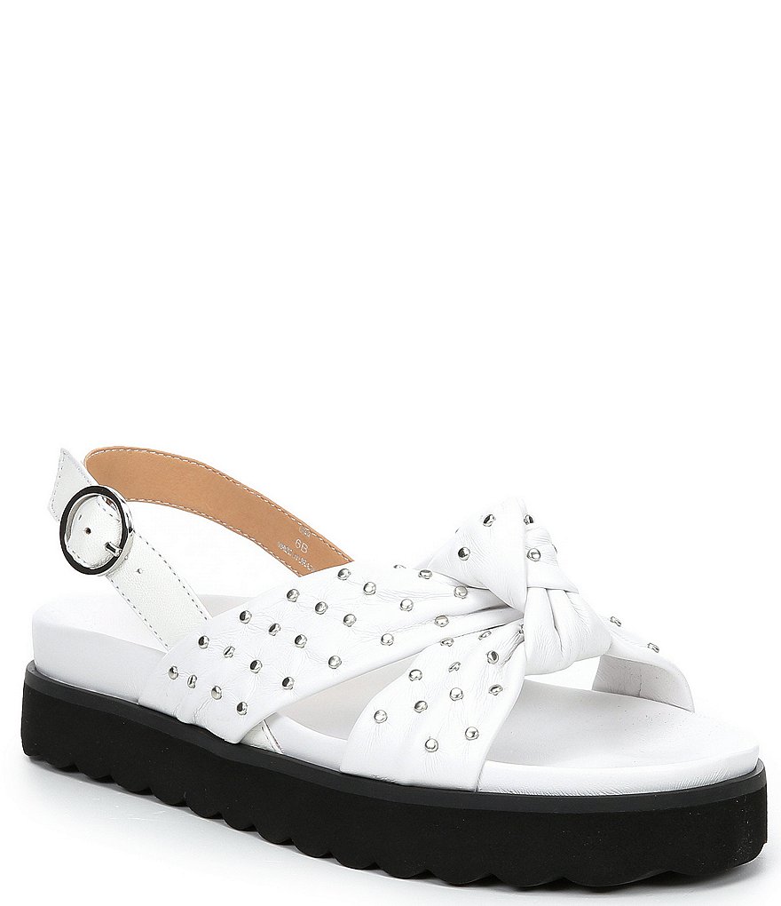 Schutz Brienne Studded Leather Knot Detail Platform Sandals