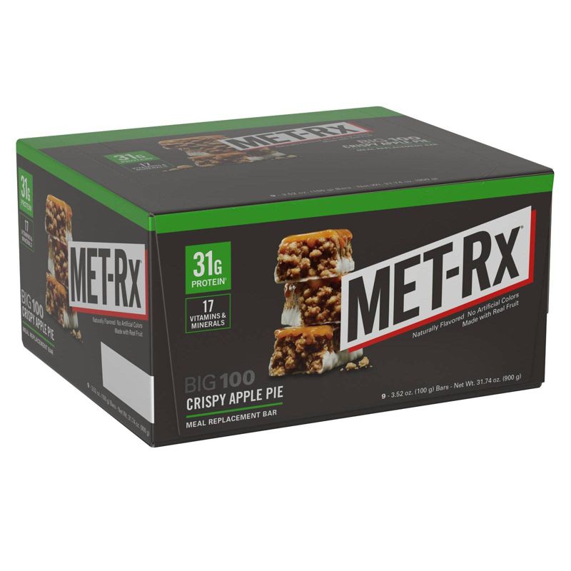 MET-Rx Big 100 Meal Replacement Bar - Crispy Apple Pie - 9ct