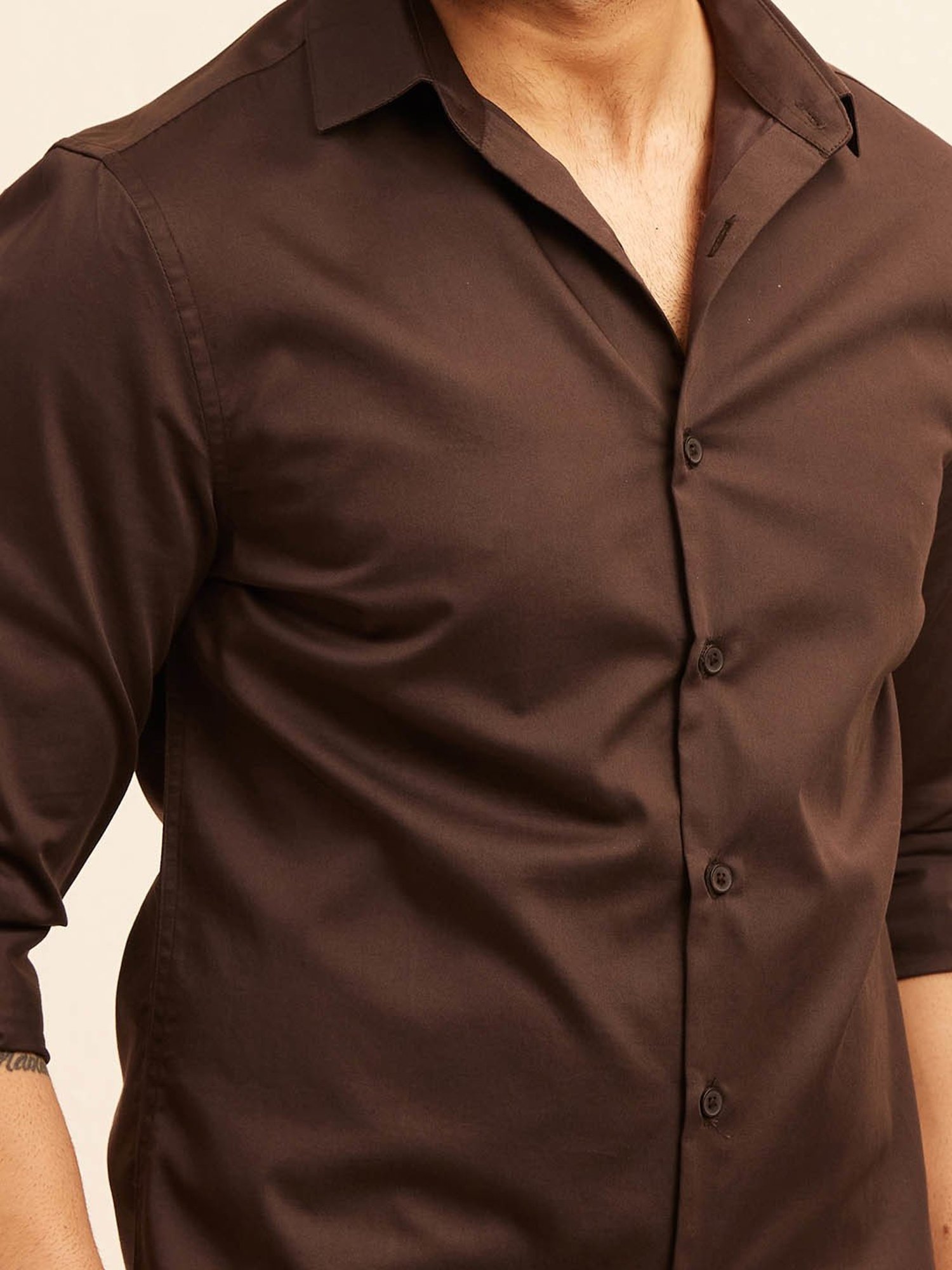 The Bleu Label Dark Brown Slim Fit Shirt