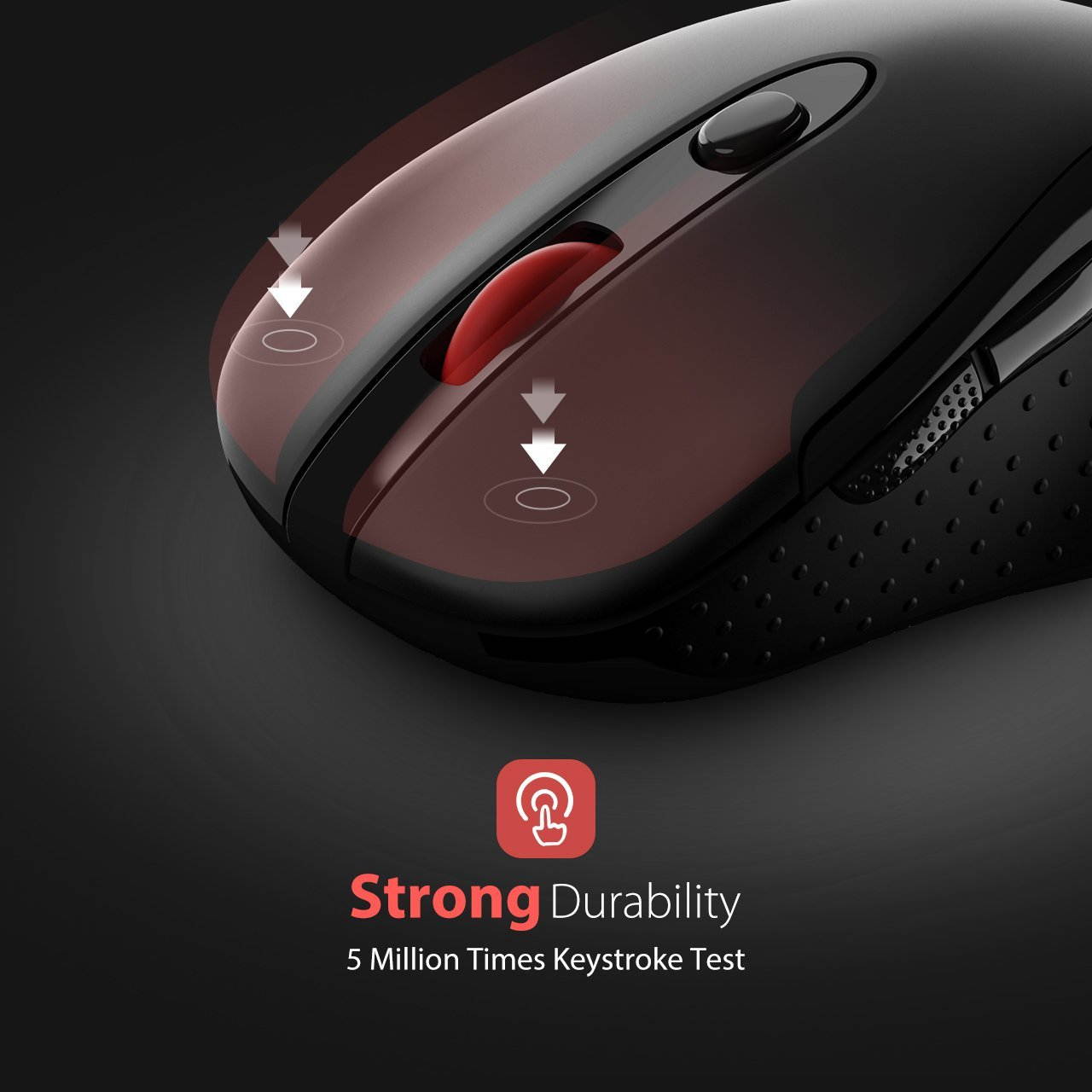 2.4G Wireless Mouse Wireless Optical Laptop Mouse with USB Nano Receiver, 6 Buttons,5 Adjustable DPI Levels,15 Months Battery Life, Ideal for Work