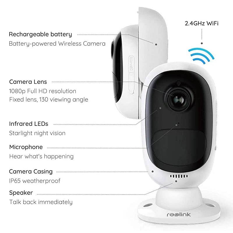 Battery Powered Security Camera System Wireless Solar Rechargeable 1080p HD WiFi Home Surveillance Outdoor 2-Way Talk, Color Night Vision, Motion Alerts | Argus 2 (Pack of 2)