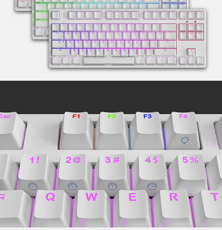 iKBC F87 RGB TKL Mechanical Keyboard with Cherry MX Brown Switch, Black PBT Double Shot Keycap