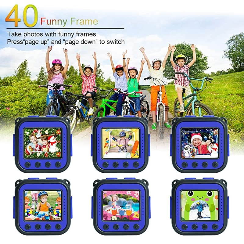 Upgraded]  Kids Waterproof Camera Action Video Digital Camera 1080 HD Camcorder for Boys Toys Gifts Build-in Game(Blue)